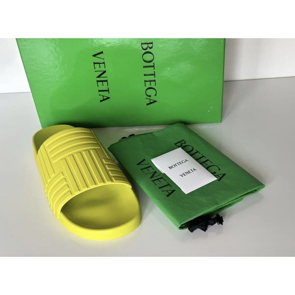 NEW Bottega Veneta Slides Size 12 Rubber Kiwi Slides Sandals (45 Euro) 690105‎ - Picture 2 of 7